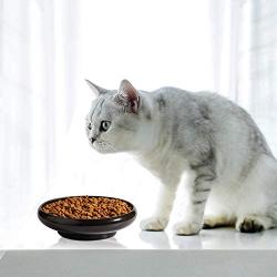 omSaf Cat Food Water Bowl, Wide Shallow Ceramic Cat Dish, Non Spill Pet Bowl, 10oz