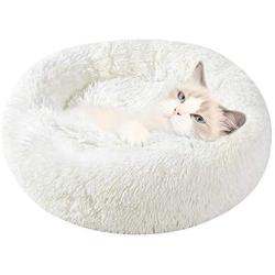 Donut Cuddler Cat Beds - Soft Short Plush Kitten Bed, Dog Bed for Indoor Pet Bed for Winter Comfy Warm Puppy Beds Comfortable Round Detachable Washable Anti-Slip Pet Beds for Medium Small Dogs Cats