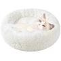Donut Cuddler Cat Beds - Soft Short Plush Kitten Bed, Dog Bed for Indoor Pet Bed for Winter Comfy Warm Puppy Beds Comfortable Round Detachable Washable Anti-Slip Pet Beds for Medium Small Dogs Cats