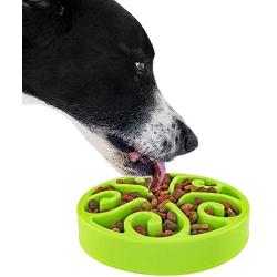 Slow Feeder Dog Bowl Anti-Choking Help Prevent Bloat Non Toxic BPA Free Feeding Dish, Green