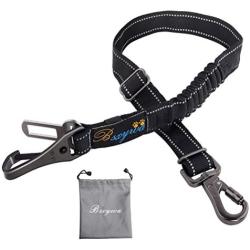 Dog Seat Belt, Upgraded Multi-Functional Adjustable Pet Car Seat Belts Double Buckle, Heavy Duty & Elastic Reflective Vehicle Dog Safety Belt Harness, with Lockable Swivel Carabiner. for Dogs, Cats.