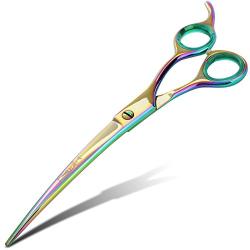 SHARF Professional 8.5'' Curved Rainbow Pet Grooming Scissors: Sharp 440c Japanese Clipping Shears for Dogs, Cats & Small Animals| Rainbow Series Hair Cutting/Clipping Scissors w/Easy Grip Handles