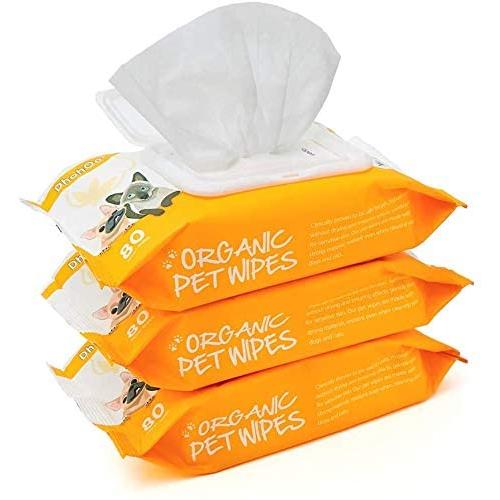 Dhohoo Cat Dog Wipes Natural Safe Ingredients, Premium Clean Deodorize Kitten Puppy Dog Wipes for Pet Paw Eye Stains Ear Coat, Extra Strong Soft Portable Dog Cat Cleaning Wipes- 80 PCS/Pack