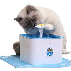 SunGrow Pet Water Fountain with Adorable 13” (33cm) Splash Mat, Very Quiet, Easy to Assemble and Clean, 3 Filters Included, 84oz (2.5 L) Water Reservoir, Vet Recommended, Continuous Fresh Water