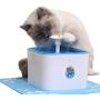 SunGrow Pet Water Fountain with Adorable 13” (33cm) Splash Mat, Very Quiet, Easy to Assemble and Clean, 3 Filters Included, 84oz (2.5 L) Water Reservoir, Vet Recommended, Continuous Fresh Water