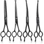 Moontay 7 Inches Dog Grooming Scissors Set, Reversible Thinning, Chunking, Curved, Straight Cat Pet Fur Trimming Blender Chunker Shears for Grooming Full Body, Professional Quality