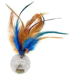 ocijf179 Pet Toy Cat Feather Tumbler Vibrating Flashing Interactive Ball Toy Pet Training Supply - Multicolor