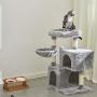 SUPERJARE Cat Tree with Plush Perch & Dangling Balls, Activity Kitten Centre Tower Equipped with Basket, Scratching Posts and Plush Condos