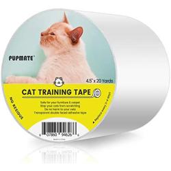 PUPMATE 4.5 Inches Anti-Scratch Cat Training Tape, Double-Sided Cat Sticky Tape Protects Furniture, Couch, Door & Carpet,100% Clear Cat Scratch Deterrent, 20 Yards