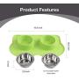 Pet Food and Water Bowls with 2 Stainless Steel Bowl & No Spill Non-Skid Silicone Mat Dog Double Feeding Bowl (350ml x 2)