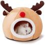 HIPIPET Kitten Bed Cave Bed for Cats & Dogs, Cat Hut/Covered Cat Bed Caves with Removable Washable Cushioned Pillow, Indoor Cat House for Pets
