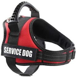 Pawshoppie Real Reflective Service Dog Vest Harness with 2 Free Removable Service Dog and 2 “Emotional Support’’ Patches, Woven Polyester & Nylon, Comfy Soft Padding (S(Girth:20-25), Red)