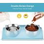 GRANDSEA Double Dog Bowls with Stand, 11 oz Stainless Steel Cat Dish, Dual Use Pet Food and Water Feeder for Small Dogs and Cats GRANDSEA Double Dog Bowls with Stand, 11 oz Stainless Steel Cat Dish, Dual Use Pet Food and Water Feeder for Small Dogs and Cats