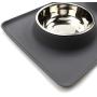 Kikos Double Dish Stainless Steel Small/Medium/Large Dogs Bowls with Waterproof Non-Skid Mat