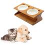 LOVEPET Solid Bamboo Elevated Pet Dining Table Pet Feeder Bowl for Small Dogs and Cats Raised Stand with Two Bowls