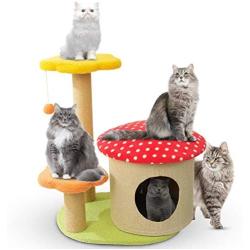 Yaqeen Cat Tree Condo Furniture with Sisal-Covered Scratching Posts, Bigger Plush Condo, Perch Hammock for Kittens, Cats and Pets Luxury Cat Tower with Condo