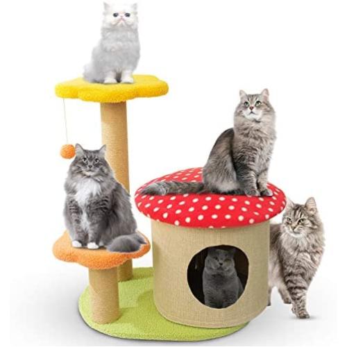 Yaqeen Cat Tree Condo Furniture with Sisal-Covered Scratching Posts, Bigger Plush Condo, Perch Hammock for Kittens, Cats and Pets Luxury Cat Tower with Condo