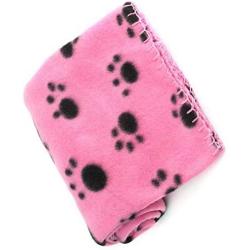 LuckyStone Warm Dog Cat Puppy Kitten Fleece Blankets Sleep Mat Pad Bed Cover with Paw Print Cushion Soft Pet Blanket for Small Animals