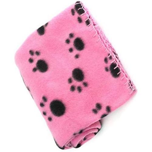 LuckyStone Warm Dog Cat Puppy Kitten Fleece Blankets Sleep Mat Pad Bed Cover with Paw Print Cushion Soft Pet Blanket for Small Animals