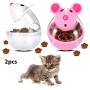 PORTOWN 4 Pcs Cat Food Ball Dispenser, Small Cat Food Balls Slow Feeder Mice Shaped Tumbler Cat Food Toy Cat Treat Toy Feeder Toy for Interactive IQ Treat Training(Pink,White)
