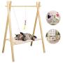 ZUKIBO Cat Hammock with Pet Clothing and Toy Hanger Features Pet Clothes Drying Detachable Kitty Puppy Nest Hammock Tent, Durable Canvas, Wood Stand