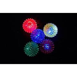 New 6 Pack Light-Up Spinny Balls Dog/Cat LED Flashing Sensory Spike Blinking Toys