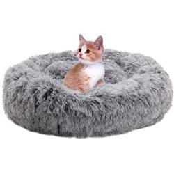 XZKING Donut Cat Bed-Pet Calming Bed,Deep Sleeping Luxury Shag Fuax Fur Donut Cuddler for Puppy Small Dog Bed,Self Warming Indoor Round Pillow Cuddler