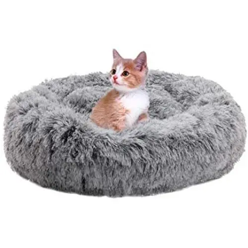 XZKING Donut Cat Bed-Pet Calming Bed,Deep Sleeping Luxury Shag Fuax Fur Donut Cuddler for Puppy Small Dog Bed,Self Warming Indoor Round Pillow Cuddler XZKING Donut Cat Bed-Pet Calming Bed,Deep Sleeping Luxury Shag Fuax Fur Donut Cuddler for Puppy Small Dog Bed,Self Warming Indoor Round Pillow Cuddler