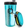 IPLANEDO Dog Water Bottle Bowls for Traveling Pet Feeding Container 2-in-1 with 2 Collapsible Silicone Bowls, Outdoor Dog Water Bowls for Hiking Walking Travelling