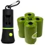 Waste Bags Dispenser with LED Flashlight, Poop Bag Holder for Dog Lead Leash, Diaper Bags Dispenser for Cradle or Car, Never Step on Poop Again at Night, includes 4 Rolls (15 Bags Per Roll, 60 Bags)