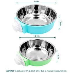 Bac-kitchen Crate Dog Bowl - Removable Stainless Steel Hanging Pet Cage Bowl Food & Water Feeder Coop Cup for Cat Puppy Bird Pets Guinea Pigs