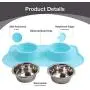 Pet Food and Water Bowls with 2 Stainless Steel Bowl & No Spill Non-Skid Silicone Mat Dog Cat Puppy Kitten Double Feeding Bowl 350ml x 2 (Blue) Pet Food and Water Bowls with 2 Stainless Steel Bowl & No Spill Non-Skid Silicone Mat Dog Cat Puppy Kitten Double Feeding Bowl 350ml x 2 (Blue)