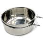 Mrli Pet Food & Water Bird Cup with Clamp Holder Stainless Steel Coop Cup Feeding Dish Feeder for Parrot Macaw African Greys Budgies Parakeet Cockatiels Conure Lovebird Finch Small Animal Cage Bowl