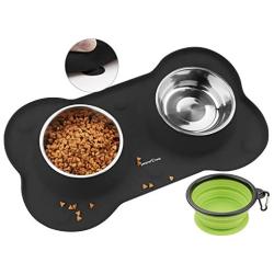 Dog Bowls Stainless Steel Dog Bowl with No Spill Dog Food Bowl Non-Slip Silicone Mat Feeder Bowls Pet Bowl for Puppy Small Medium Dogs Cats and Pets