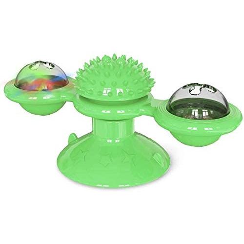 FAIRYLOVE Cat Toys Interactive Chew Toys for Indoor Cats with Led Ball and Mint Balls Funny Kitten Suction Cup Windmill Catnip Toy