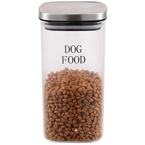 Pethiy Dog Food and Treats Storage Container - Clear Glass - Storage Canister Tins