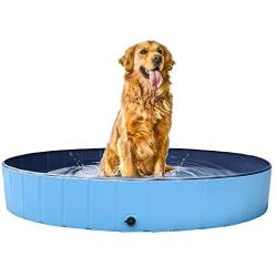 Kurala 63 Inch Large Foldable Portable Dog Pool Collapsible Pet Bathing Tub Kiddie Pool for Cats Dogs and Kids