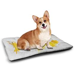 DayDayFun Yellow and Blue Pet Mat Bed Windy Sandy Beach with Sunshade and Trolley Summer Holiday Relax Picture Easy-to-Clean Pet Mat Multicolor