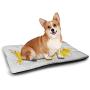 DayDayFun Yellow and Blue Pet Mat Bed Windy Sandy Beach with Sunshade and Trolley Summer Holiday Relax Picture Easy-to-Clean Pet Mat Multicolor