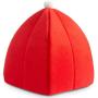 Hollypet Self-Warming 2 in 1 Foldable Comfortable Triangle Cat Bed Tent House, Red Hat