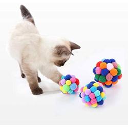 Pet Cat Toy Fun Adorable with Colorful Plush Ball Box Packing for Cats and Kittens, Colorful Soft Dog Balls Pet Toys for Puppy, Cats, 1PC
