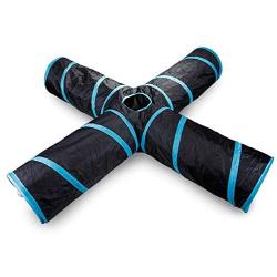 ocijf179 Cat Crinkle Sound 4-Way-Out Tunnel Collapsible Game Pet Nest Supplies with Ball