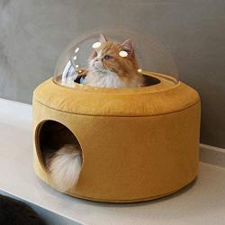 lianth Cat House Space Capsule Skylight Design Removable and Breathable Cat Nest