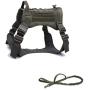 RubRab Tactical Dog Harness and Bungee Dog Leash Set for Large Medium Dogs MOLLE Vest for Service Training Military Dogs Adjustable Tactical Vest