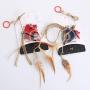 ocijf179 Pet Toy Pet Cat Toy Lattice Cotton Chick Hemp Rope Ring Funny Kitten Stick Pet Supplies - Grey