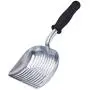Scoop Monster Silver Cat Litter Scooper with Easy Grip Soft Foam Ergo Short Sturdy Handle and Super Large Non-Stick Deep Shovel for Fast Sifting – Suitable for Sore Hands Too