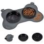Dog Bowls Slow Feeder Silicone 3 in 1 Small Dog Food Eating Bowl and Water Bowl with Non-Toxic No Choking Healthy Design Bowl Non Skid Spill Proof for Feeding Small Dogs Puppies Cats Pets