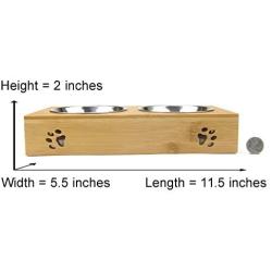 Alfie Pet - Kory Stainless Steel Double Bowl with Raised Bamboo Stand