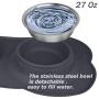 Double Dog Bowls, Pet Stainless Steel Water Bowl,3 in 1 Dog Slow Feeder with Non-Spill Silicone Tray Bone Shape Non-Slip Mat, Collapsible Removable Dog Cat Food Water Bowl