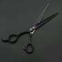 7/8 inch Left Handed Dog Hair Cutting/Chunker Shears, Pet Grooming Japanese 440C Thinning/Blending/Texturizing Scissors , 23 Teeth Fishbone-shaped Chunker (C-7 inch-Black Cutting Scissor)